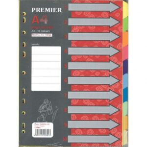 Premier Colour Index Divider A4 – 10 Tabs